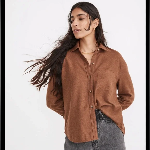 Madewell Brown Button Down Shirt - Picture 1 of 11